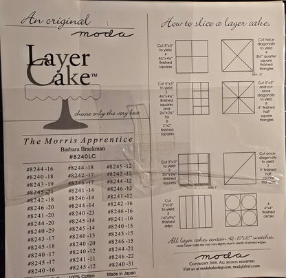 Moda The Morris Apprentice by Barbara Brackman Layer Cake Cotton Quilt Pack. RARE Out of Print