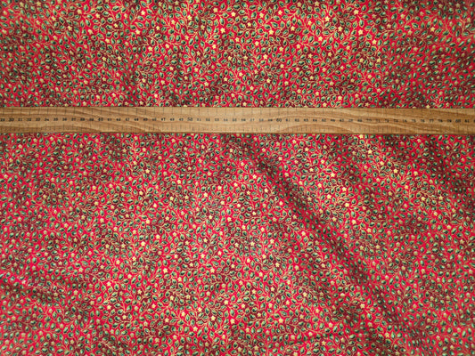 Christmas Cotton 135cm Tiny Holly Leaves on Red