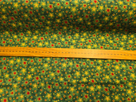 Christmas Cotton 135cm Green Stars