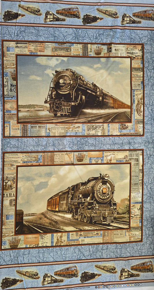 Benartex 100% Locomotion Cushion Panel
