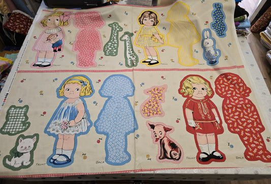 Blue Hill Fabric Aunt Lindy's 16" Paper Dolls Panel makes 4 Dolls RARE!