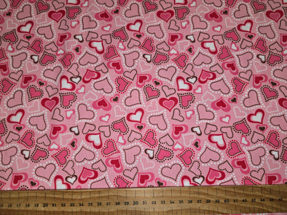 Quilting Treasures Pink Red Hearts on Pink