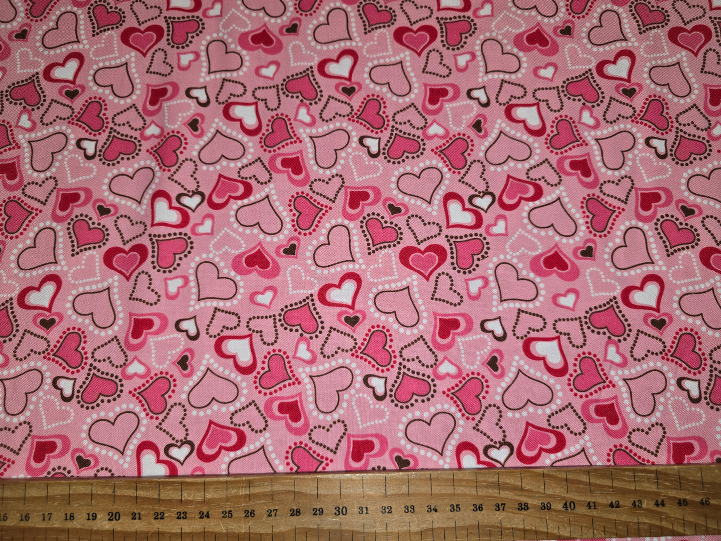 Quilting Treasures Pink Red Hearts on Pink