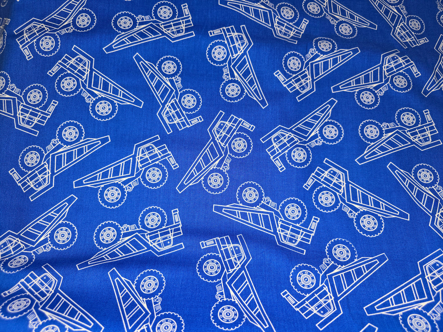 Benartex Under Construction Trucks On Blue Negative