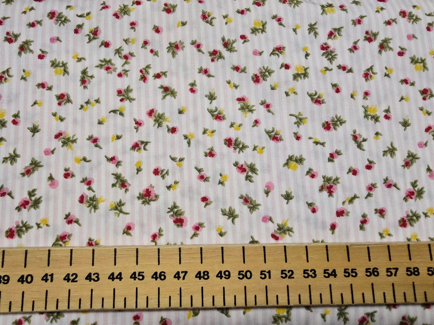 Japanese 100% Cotton Floral Fine Stripe Pink
