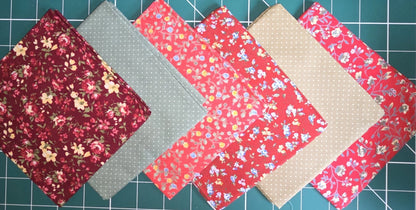 100% COTTON 6 FABRIC FAT QUARTER BUNDLE & NEEDLES TAPE GUTTERMANN THREAD!! GIFT